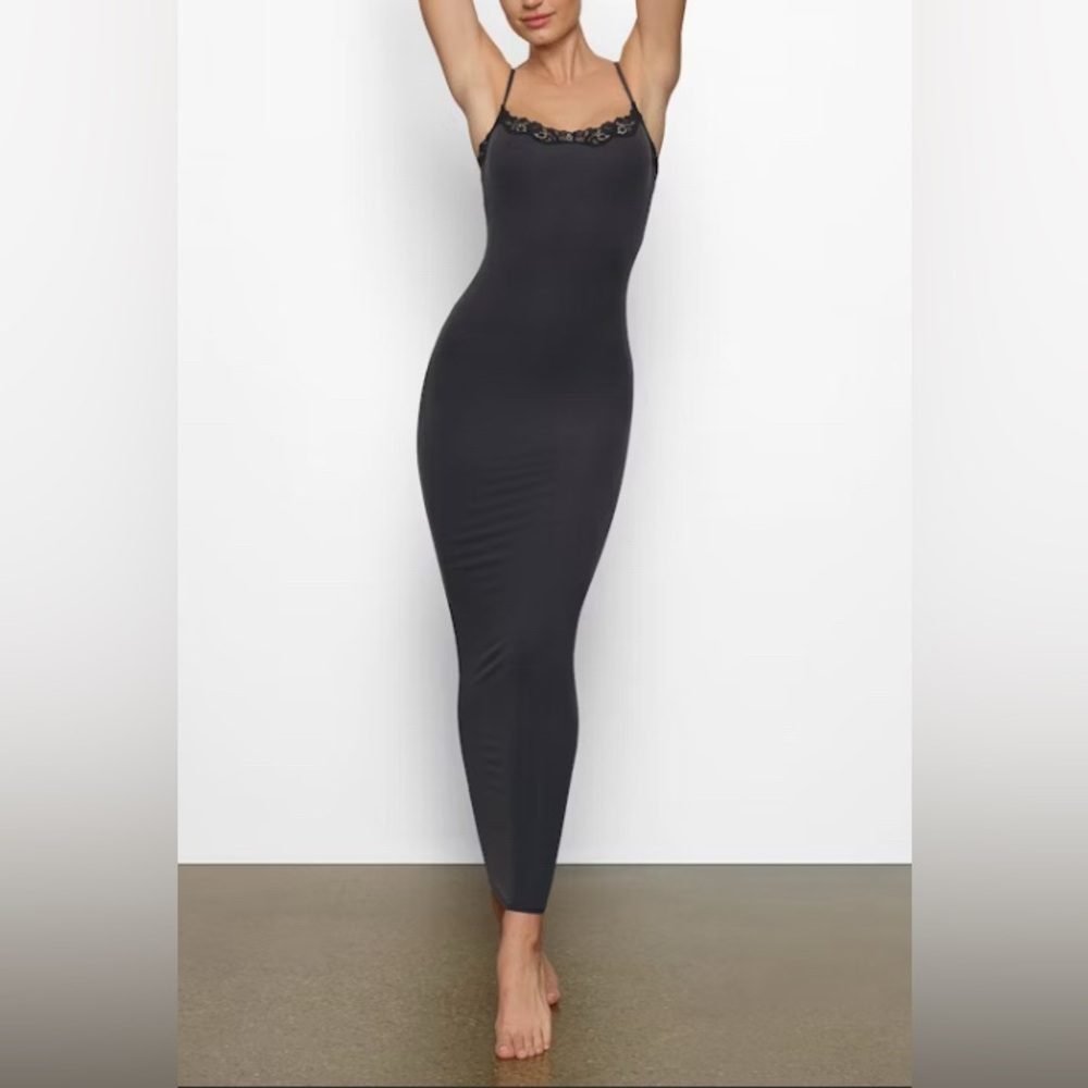 SKIMS Fits Everybody Lace Long Slip Dress